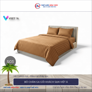 Bộ chăn ga gối khách sạn Việt Á cát cháy sọc 1